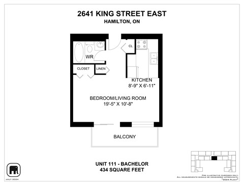 A floor plan for a unit at 2641 King Street East in Hamilton, Ontario.